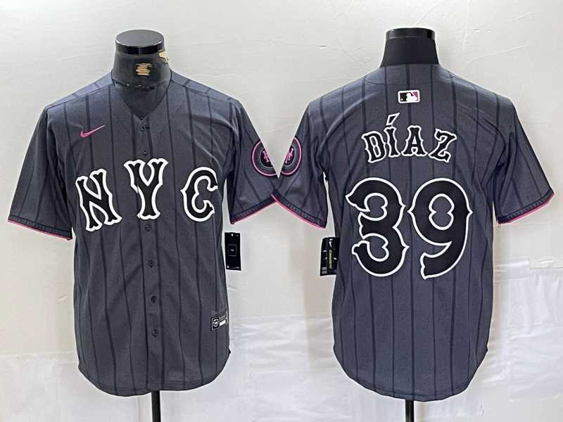 Men%27s New York Mets #39 Edwin Diaz Gray 2024 City Connect Cool Base Jersey